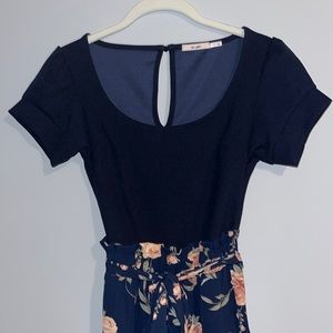 Navy floral jumpsuit